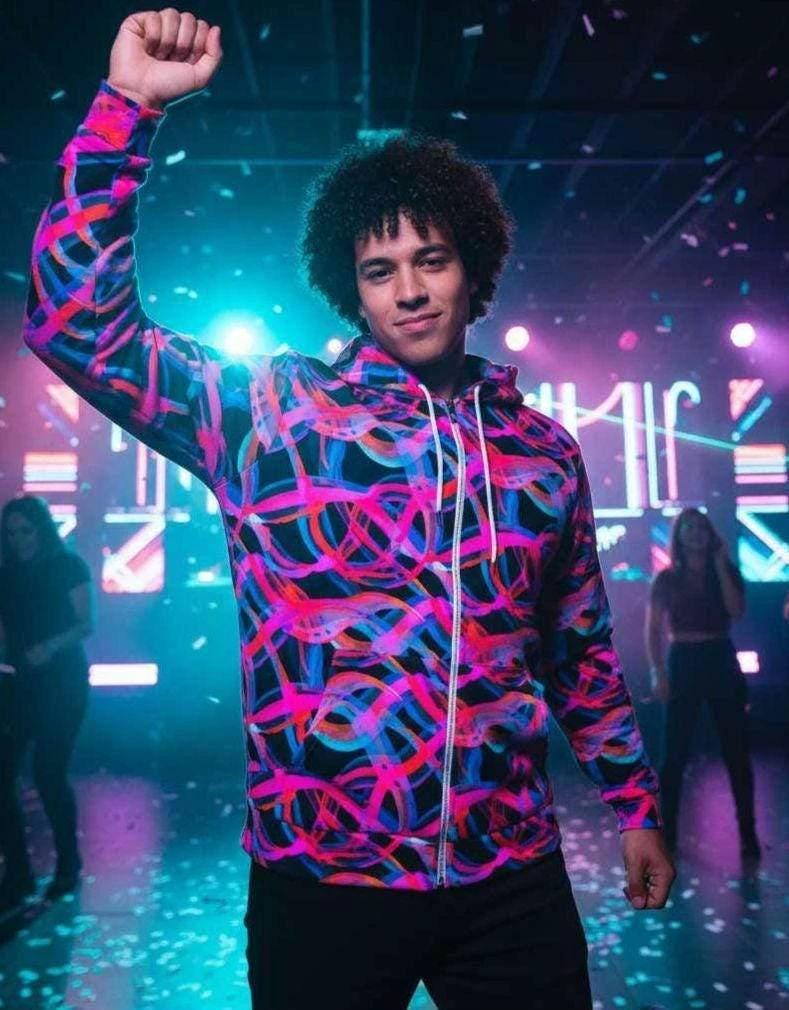 Digital Distortion AOP Hoodie for Modern Rebels — 300gsm Cotton-Poly-Spandex Unisex Pullover, Vibrant All-Over Print Streetwear