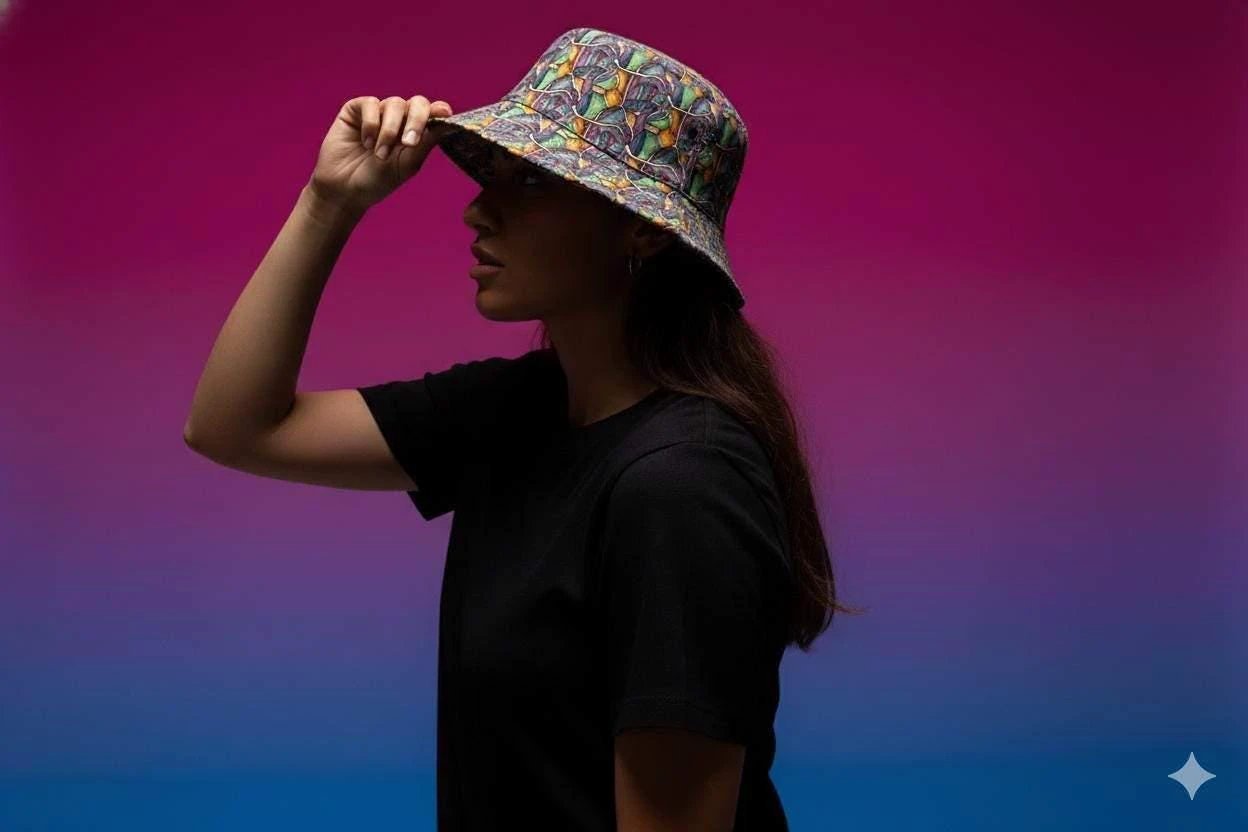 Swamp Tour AOP Bucket Hat | Organic Abstract Print Outdoor Sun Hat — Made in USA