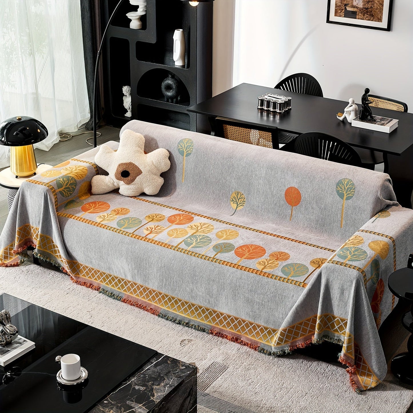 Bohemian Leaf Chenille Sofa Cover-6JTD