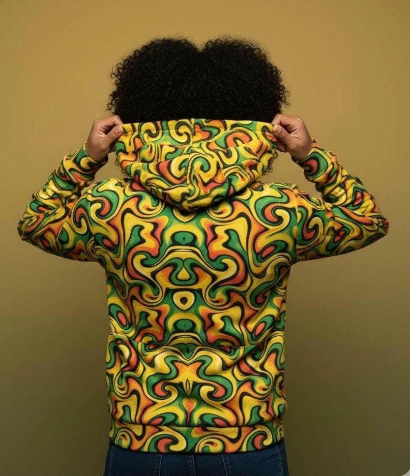 Banana Slip AOP Zip Hoodie | 250gsm Cut-and-Sewn No-Seam-Break Fleece Jacket — Artist Edition Unisex Streetwear Assembled in USA (XS–3XL)