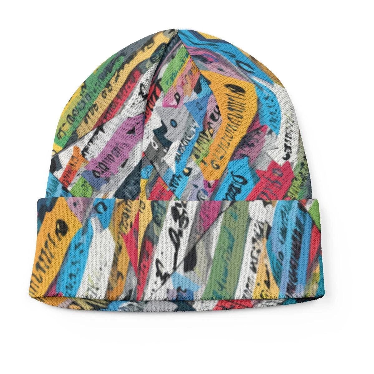 Digital Drip AOP Beanie — Abstract Camo Double-Sided Knit Cap