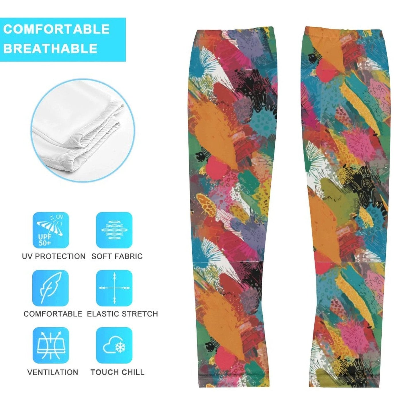Paint Splatter UV Arm Sleeves | Ice Silk Cooling, Unisex S–XL