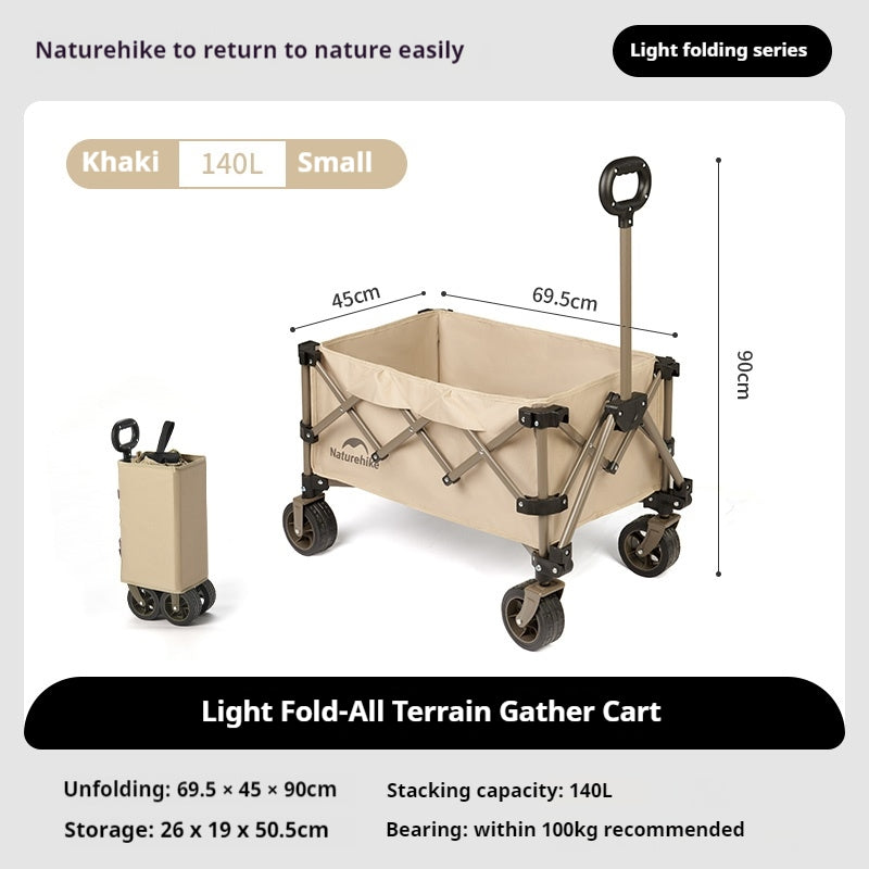 Naturehike Multi-Terrain Gathering Cart Multifunction Foldable Camping Trolley Large Capacity Outdoor Cart Wagon Collapsible 360°