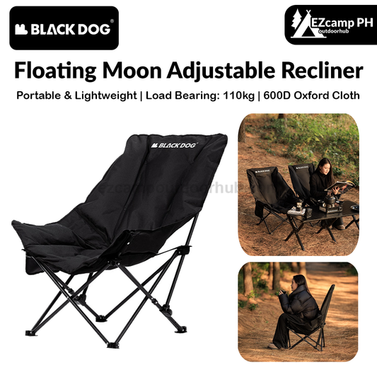 BLACKDOG Floating Moon Adjustable Recliner Folding Cotton Camping Lounge Moon Chair Carbon Steel Leisure Outdoor Fishing Picnic Thicken 600D Oxford Cloth