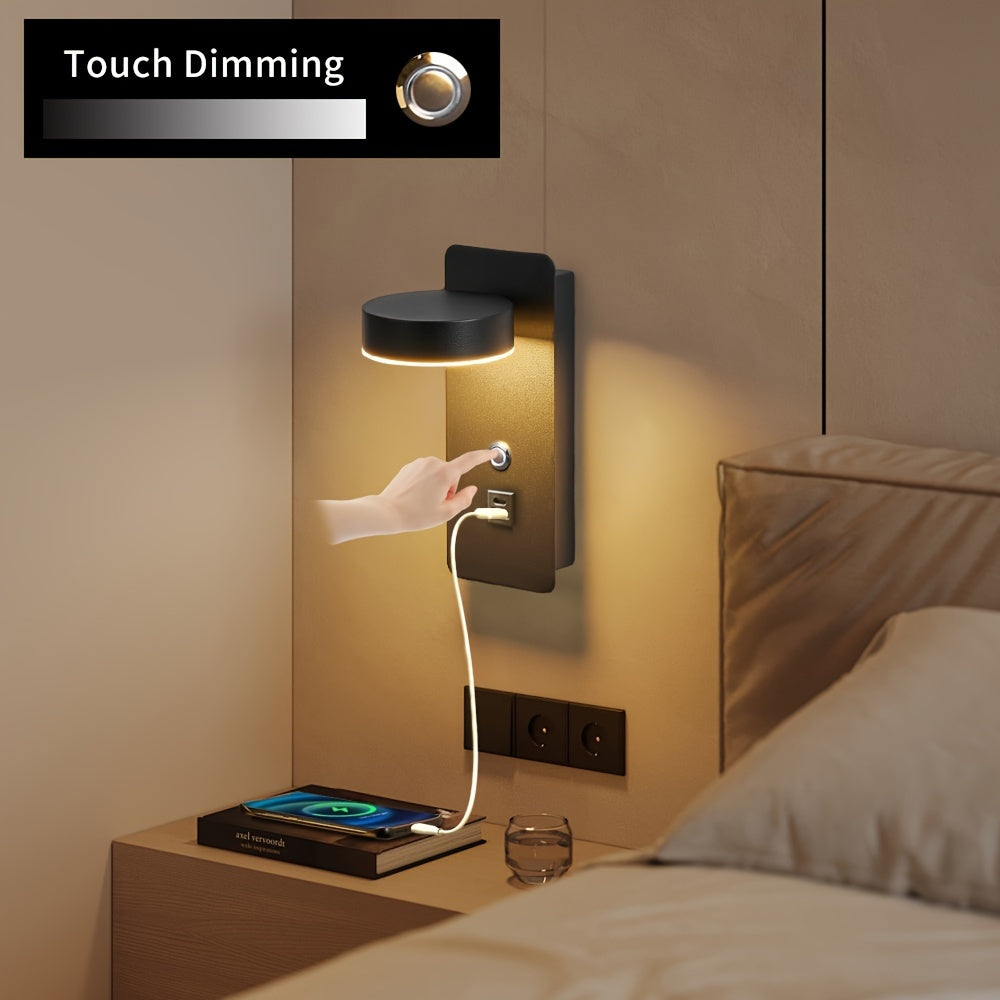 WallMounted Dimmable Reading Lamp with USB Port-2QAE