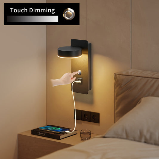 WallMounted Dimmable Reading Lamp with USB Port-2QAE