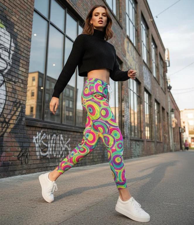 Neon StreetsmArt Graffiti AOP Athletic Joggers for Urban Streetwear Dressers — Vibrant All-Over Print Unisex Activewear, Bold Festival Statement Pants