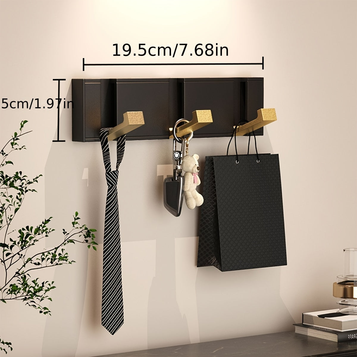 MRSINE HeavyDuty Foldable Wall Hook  Black  Gold-WCDN