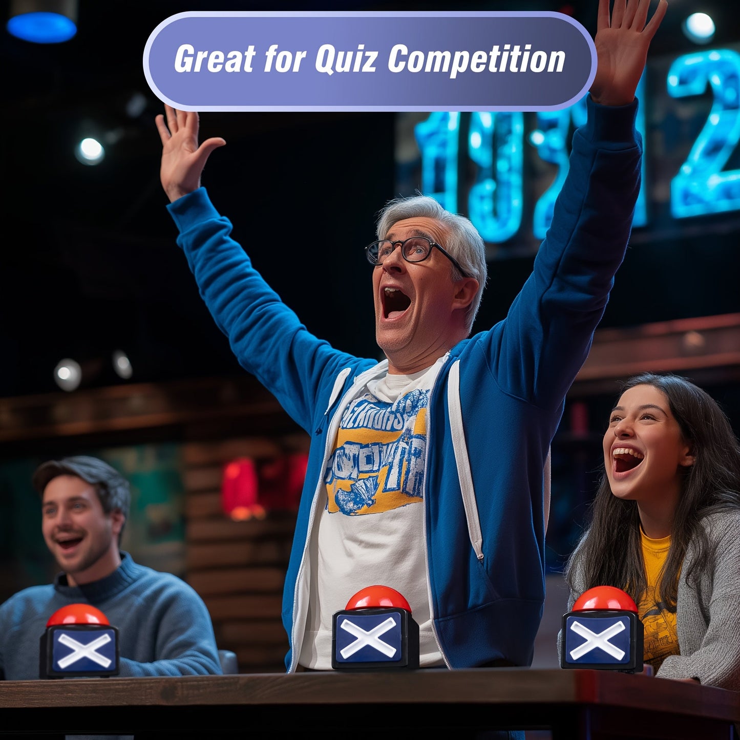 Black & Red Light-Up Sound Buzzer for Trivia TJR9X2M