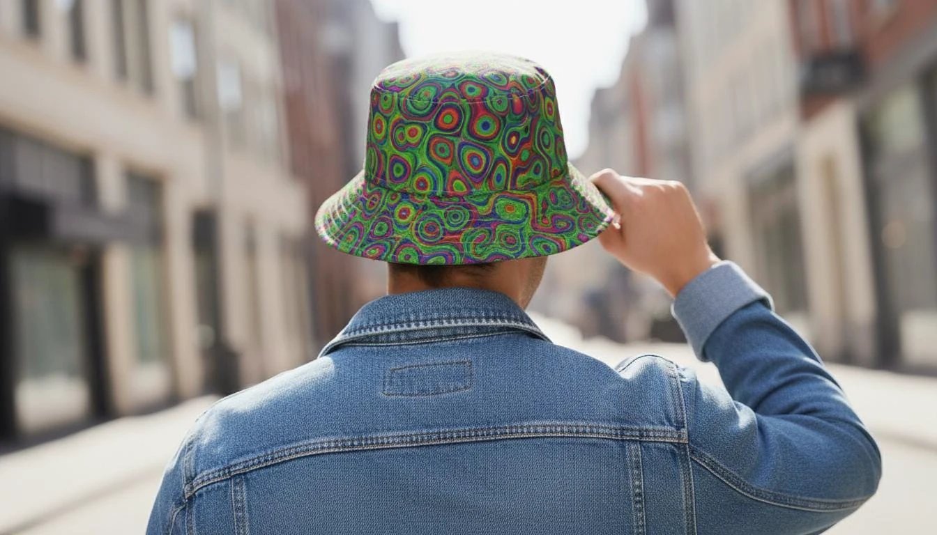 Alligator Bites Neon Bucket Hat for Psychedelic Ravers — Dubstep Alt Fashion Headwear, Neon Geometric AOP, Playa-Ready Festival Hat