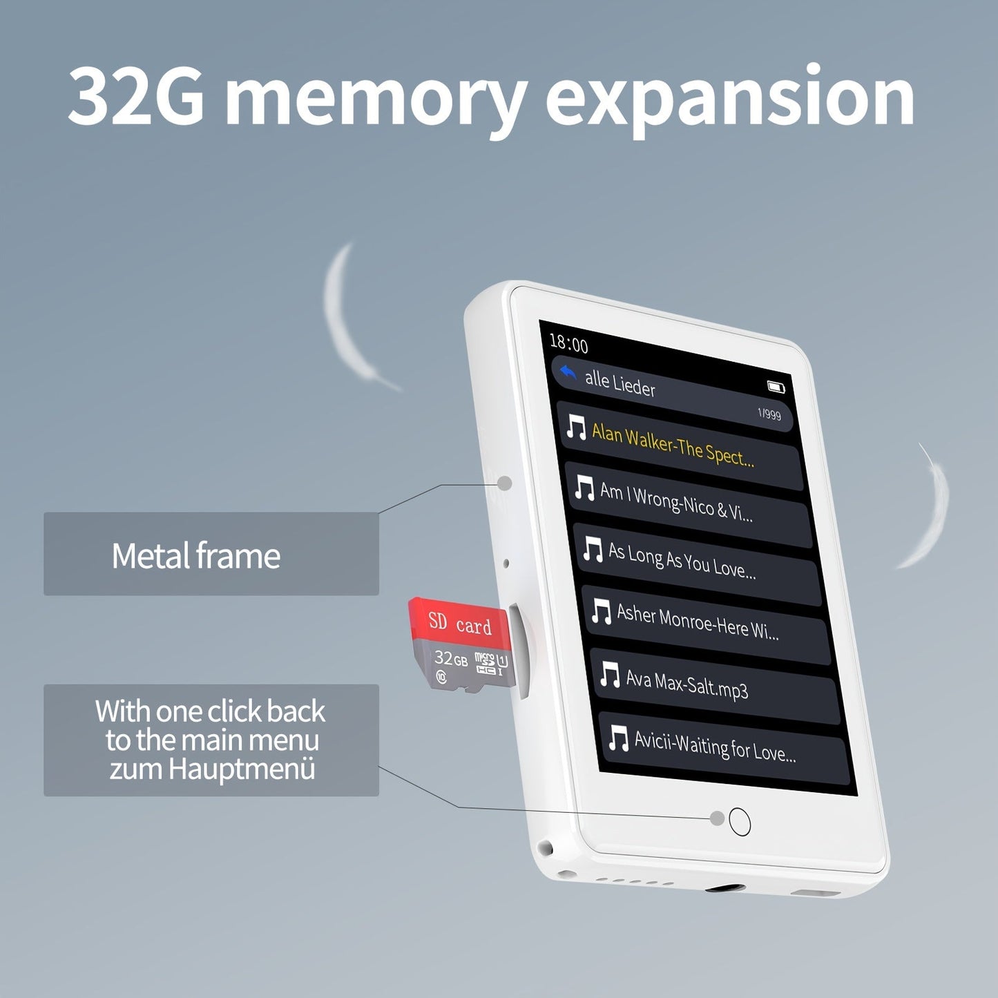 32GB MP3 Player with Wireless HiFi Sound & Touchscreen TJR2Q9V