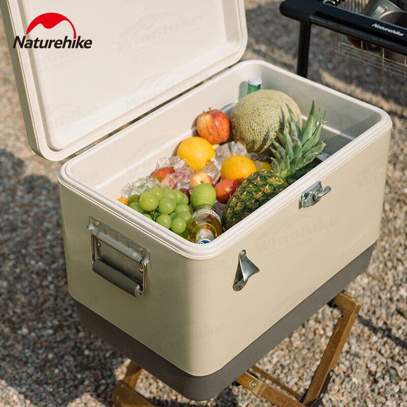 Naturehike Retro-Style Cooler Box Portable Lightweight 29L & 51L Capacity Food Drink Storage Ice Chest Cold Up To 48H Camping Outdoor Picnic