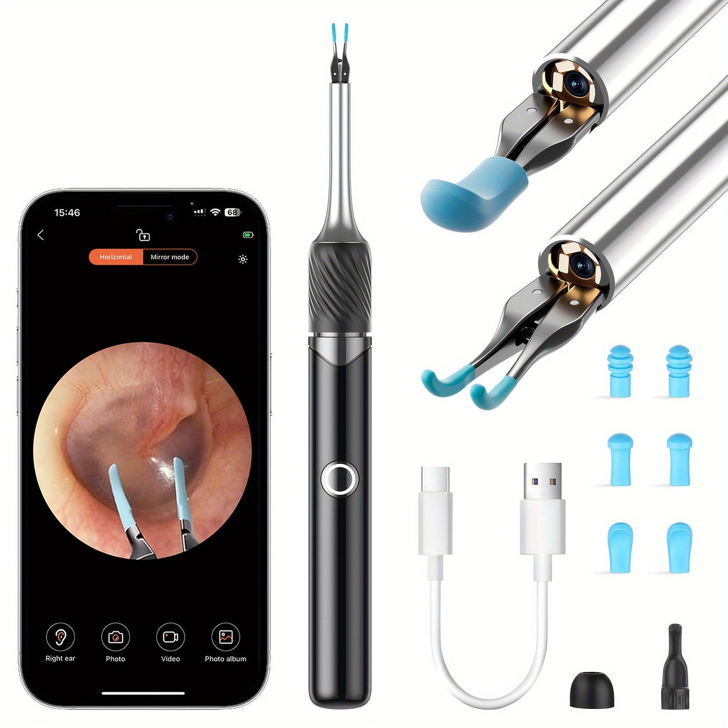 FONSI Smart Ear Wax Removal Kit with Camera and Wireless Otoscope TJR2V5Q