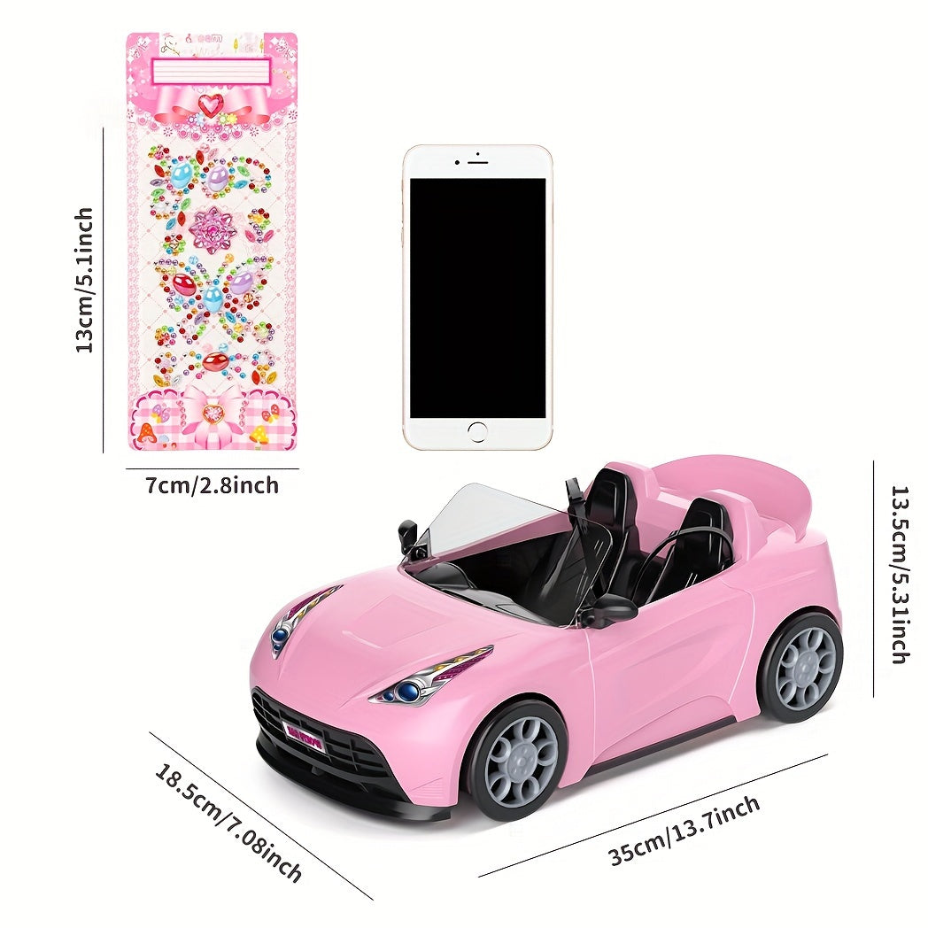 Youngsters' Doll Sports Car Model with DIY Gem Stickers TJR2D6C