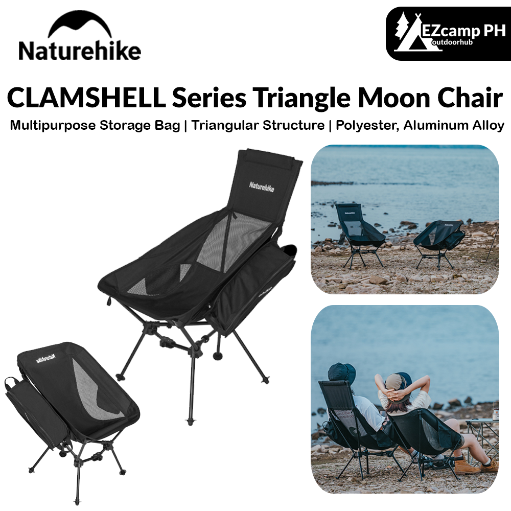 Naturehike CLAMSHELL Series Triangle Moon Chair Portable Ultralight Folding High Low Back Heavy Duty Outdoor Camping Hiking Foldable Chair Nature Hike
