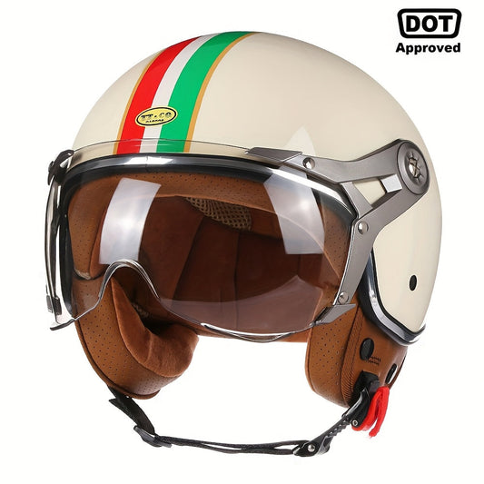 DOT 3/4 Open Face Retro Motorcycle Helmet for Men & Women TJR7K3D