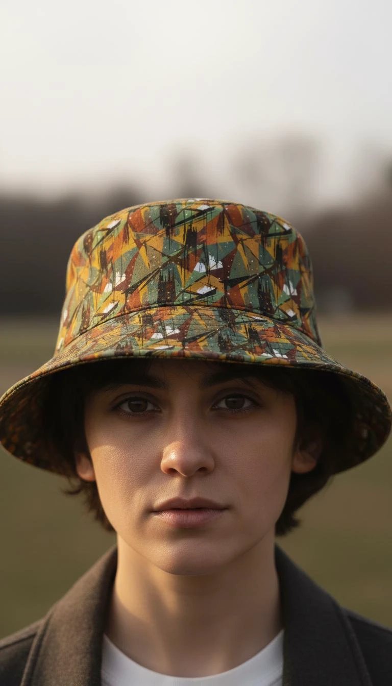 Nature Calls Abstract Leaf AOP Bucket Hat for Gorpcore Outdoor Dressers — Earthy Autumn Primal Prints Sun Hat, Hiking Camping Festival Headwear