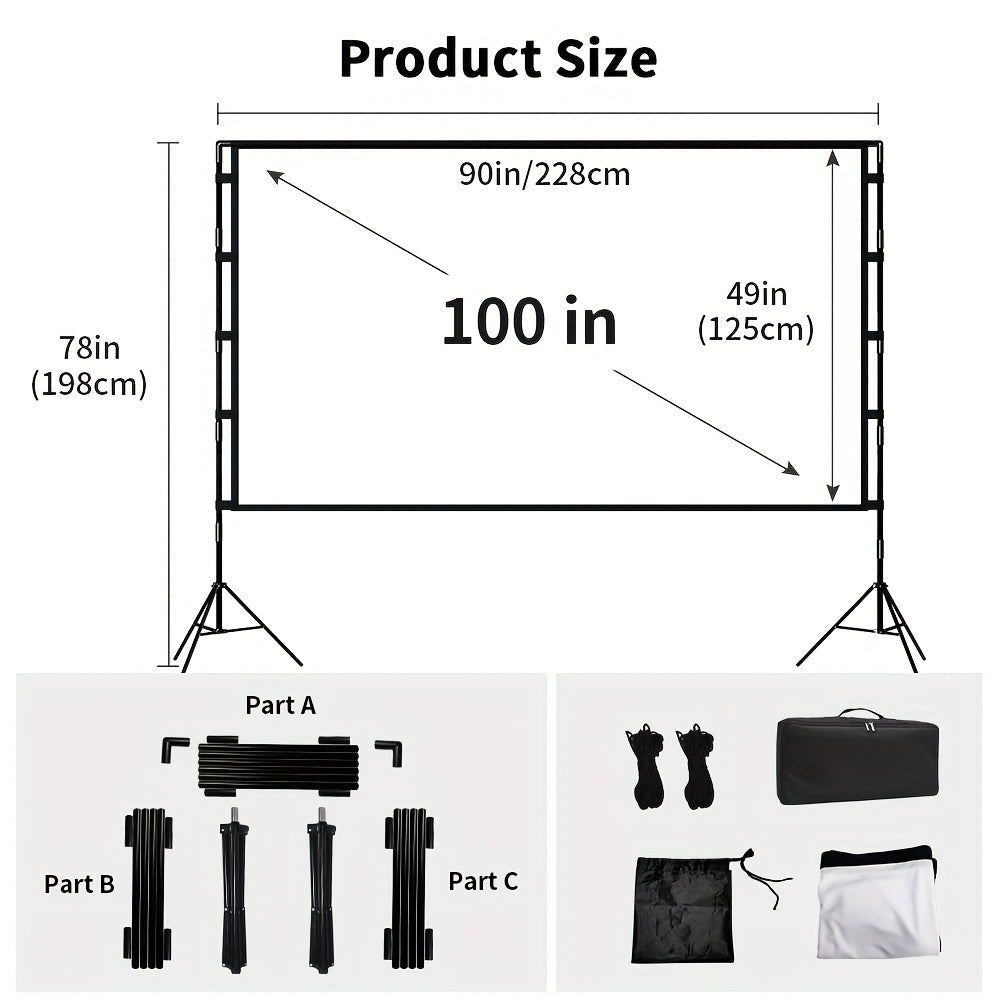 WEIJIEMING 4K HD Projector Screen with Stand, Foldable TJR5P2V