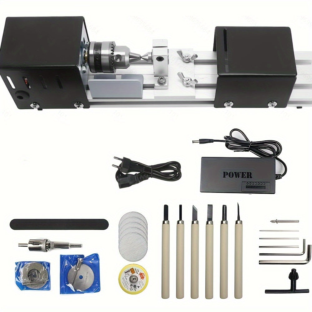 DIY Mini Wood Lathe Machine, 96W CNC Rotary Tool TJR7M3D