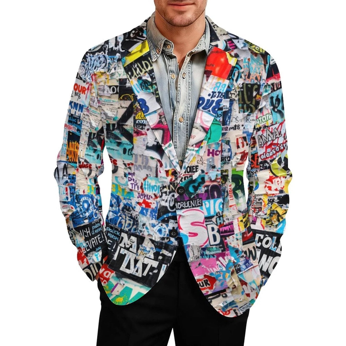 Articles, Articles AOP Graffiti Suit Jacket | 260gsm Two-Button Blazer for Professional Rebels (S–5XL)
