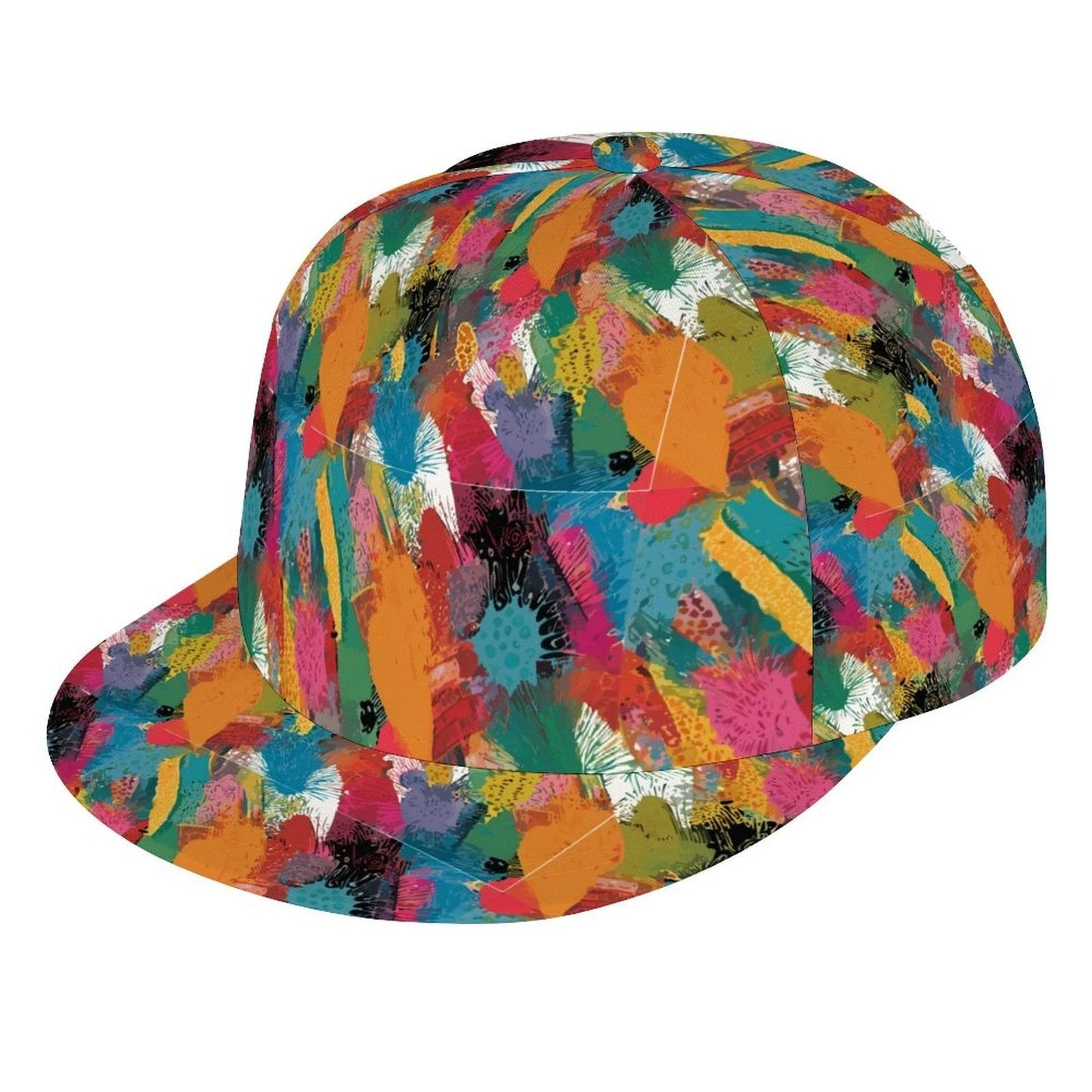 Painted Camo Snapback Cap — Multicolor Brush-Dab AOP Hat, Festival-Ready Headwear