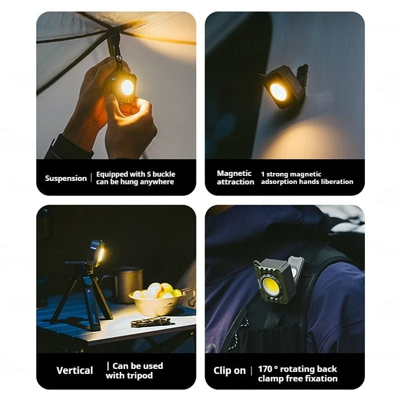 Naturehike GLOW MINI Backpack Light Portable Flashlight Hanging Light Waterproof Rechargeable 1100mAh Adjustable Strap Clip Lamp