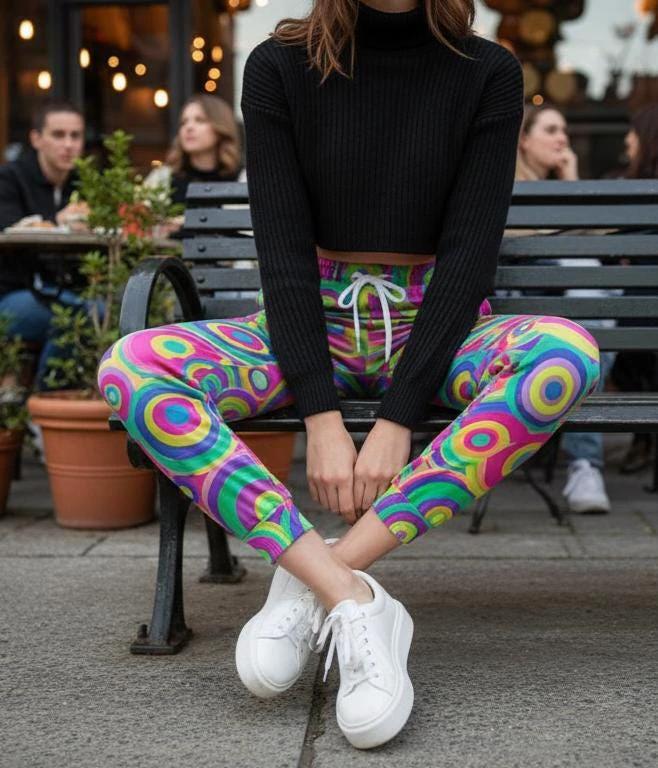 Neon StreetsmArt Graffiti AOP Athletic Joggers for Urban Streetwear Dressers — Vibrant All-Over Print Unisex Activewear, Bold Festival Statement Pants