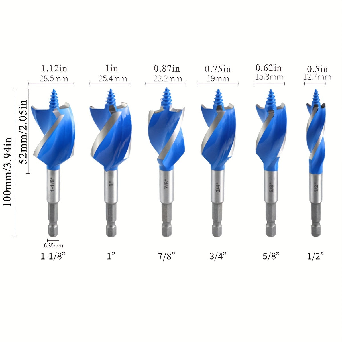 New 6pcs Woodworking Drill Set for Hole Drilling TJR8M4S