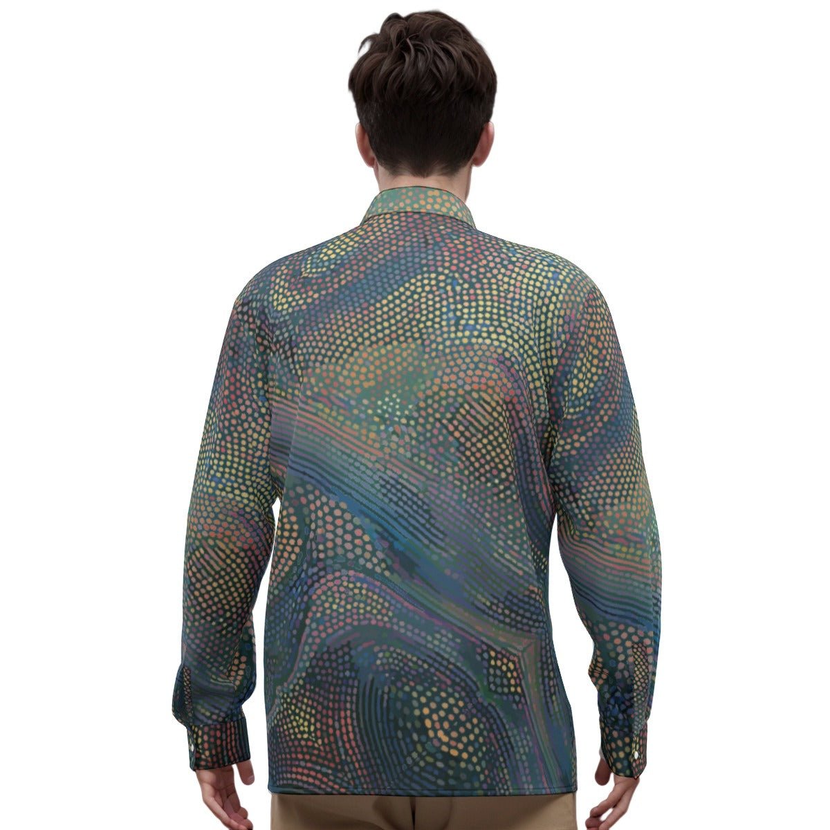 Echo Chamber Wearable Installation Shirt for Visual Noise Collectors — Cognitive Drift AOP Imitation Silk, Optical Illusion Mirror Print