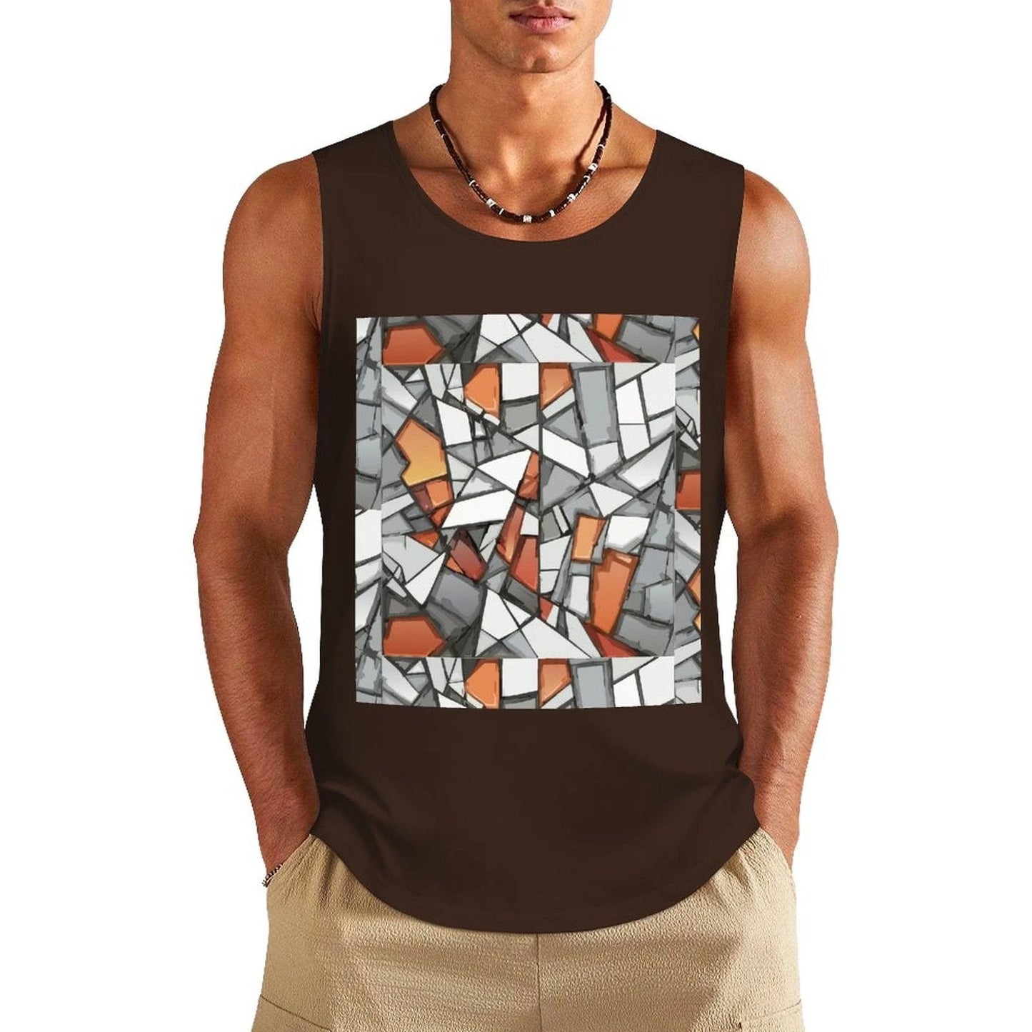 Graffiti Frame Cotton Tank Top — Teal Tank with Street Art Chest Print for Summer Sessions