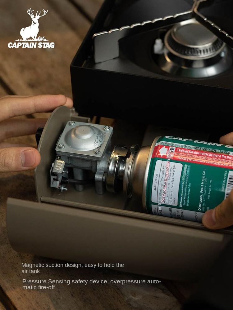 CAPTAIN STAG UF-0031 Cassette Butane Stove Butane Gas Camping Stove with Case Windproof Fire Boiler X-Shaped Grate Design