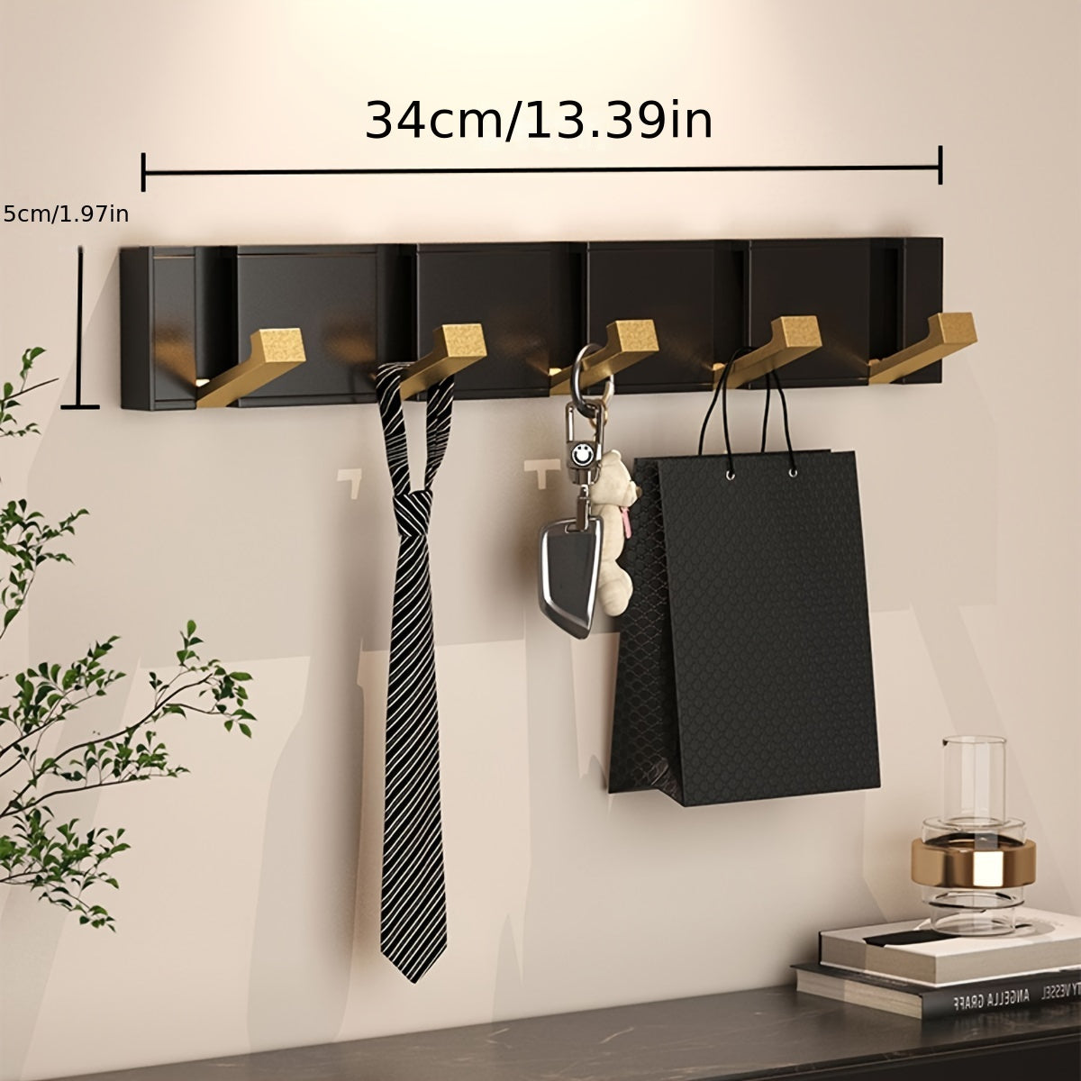 MRSINE HeavyDuty Foldable Wall Hook  Black  Gold-WCDN