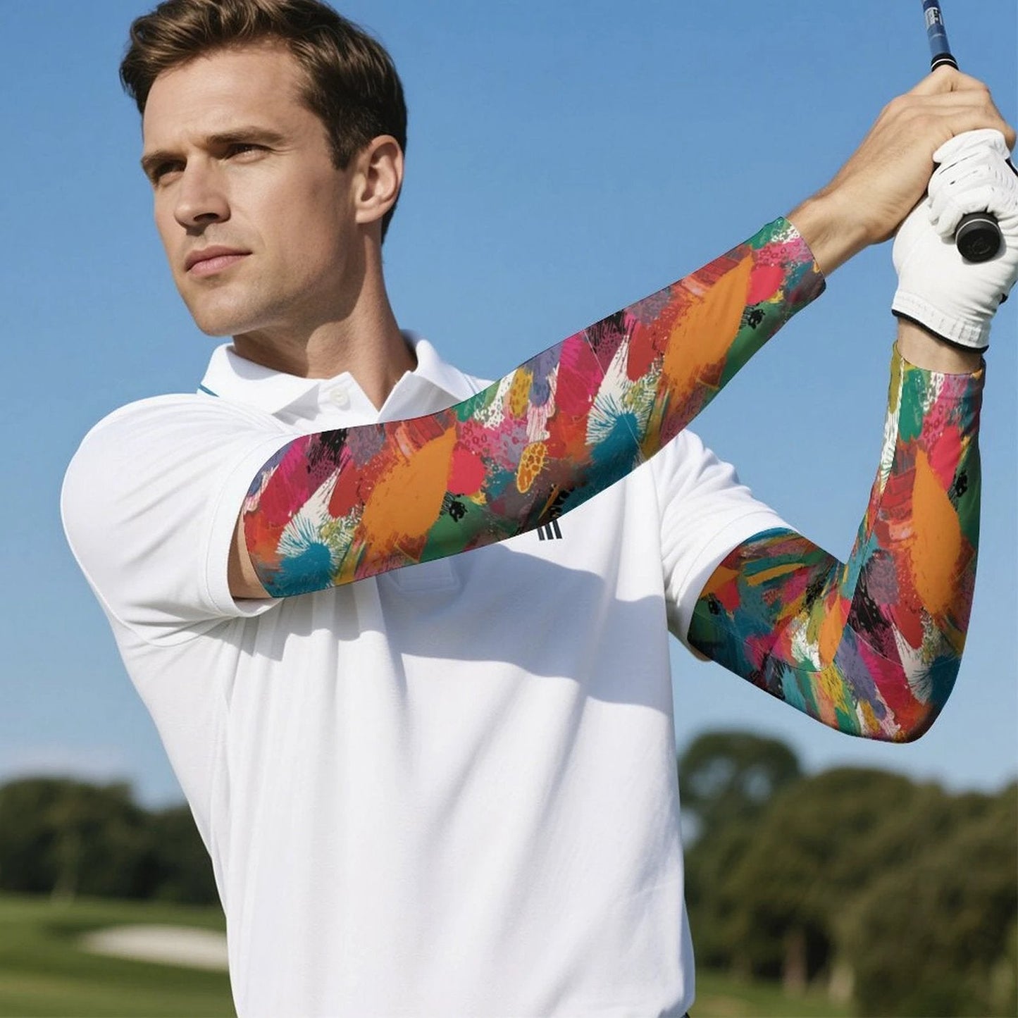Paint Splatter UV Arm Sleeves | Ice Silk Cooling, Unisex S–XL