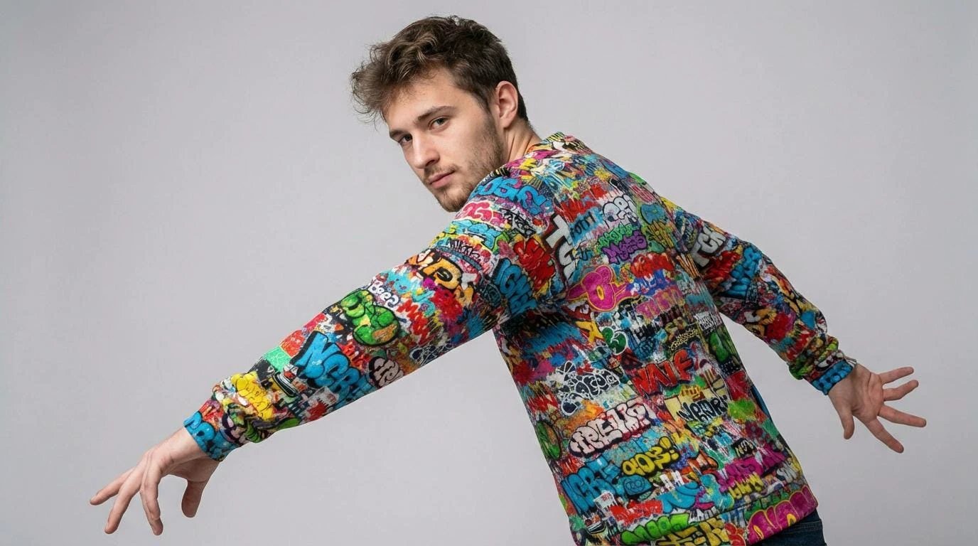 OG Graffiti Tag AOP Crewneck Sweatshirt for Hip-Hop Streetwear Collectors — Vibrant All-Over Print Cotton Unisex Statement Top