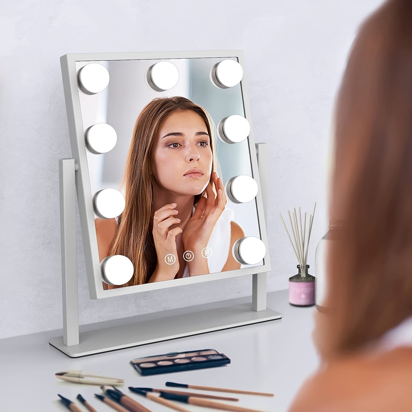 Hollywood Makeup Mirror with 3 Color Modes and 9 Adjustable LED Bulbs - XI2K
