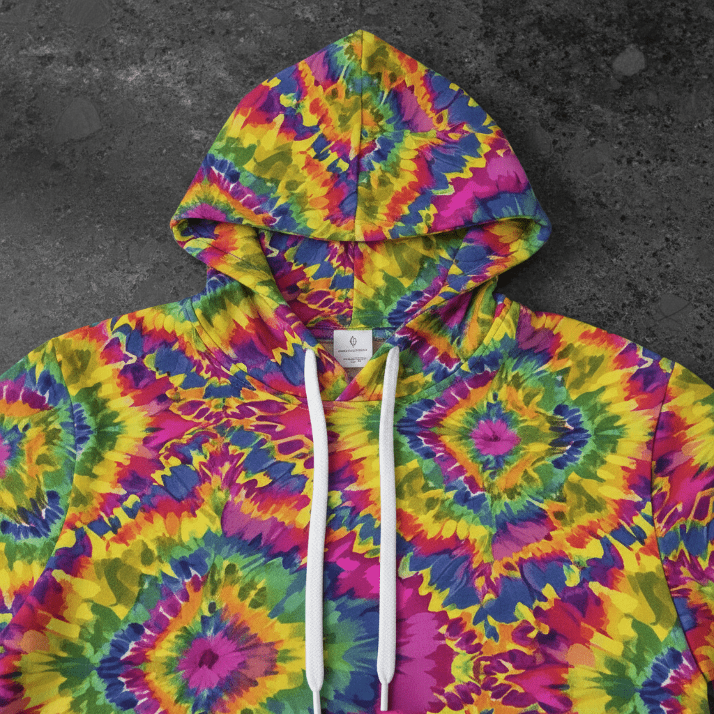 Sublimated Tie Dye Pullover – Psychedelic Fractal Streetwear - All-Season Festival Hoodie