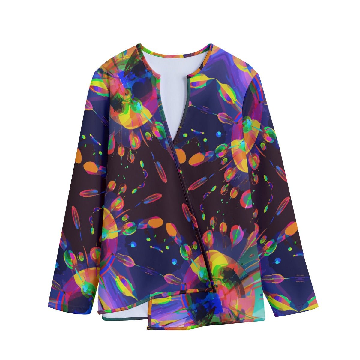 "Exotic Bloom" Women's Long Sleeve Outwear | Lightweight Boho V-Neck Duster Jacket