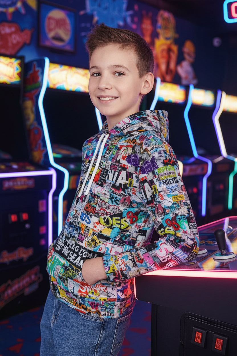 Kids Graffiti Hoodie | All-Over Print Sublimated Pullover