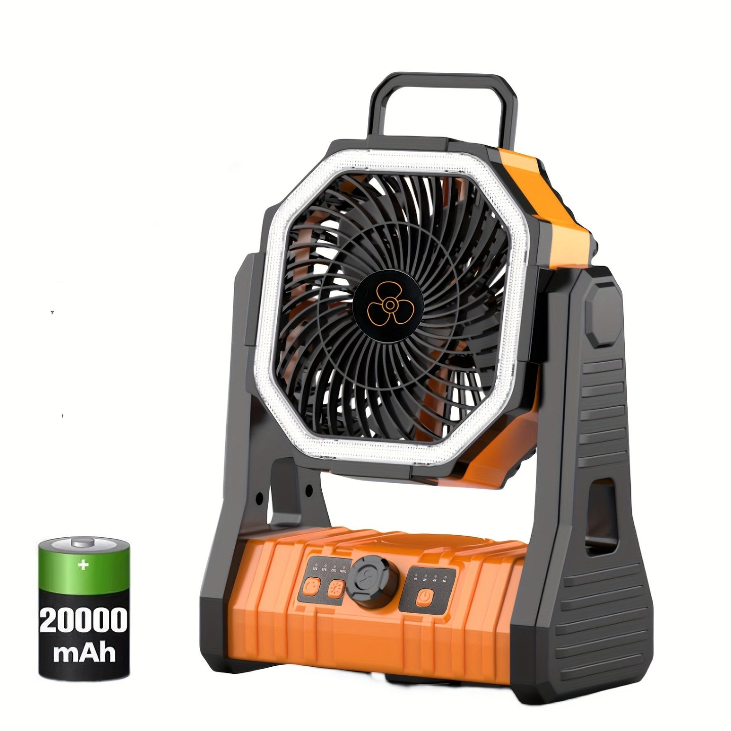 Portable Camping Fan, USB Rechargeable, LED Light, Cooling – TJR4M8Y