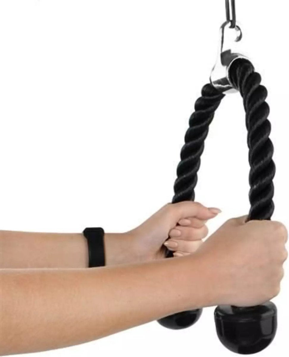 Tricep Rope - Trekkoord voor Krachtstation - Zwart - Nylon 70 CM