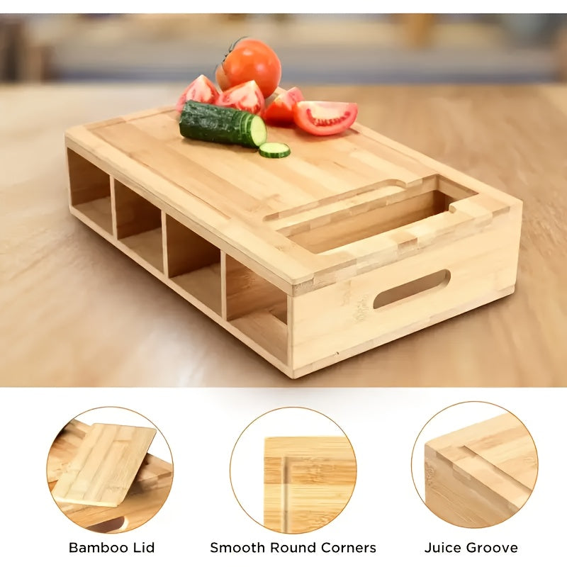 Bamboo Cutting Board Set with Sliding Bars & Blades TJR5K9G