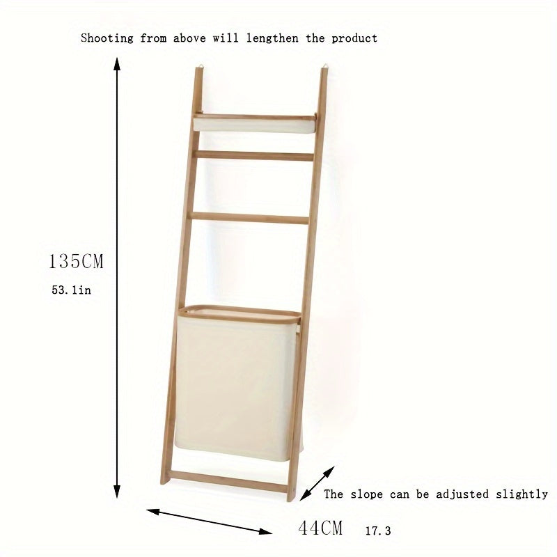 JapaneseStyle Bathroom Ladder Shelf with Storage-I0XI