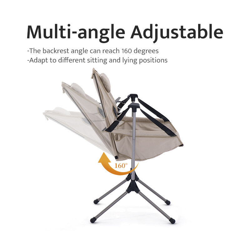 Naturehike YL11 Outdoor Folding Rocking Chair Portable Multi Angle Adjustable Sling Swing Chair Aviation Aluminum Bracket 150kg Max Load Bearing