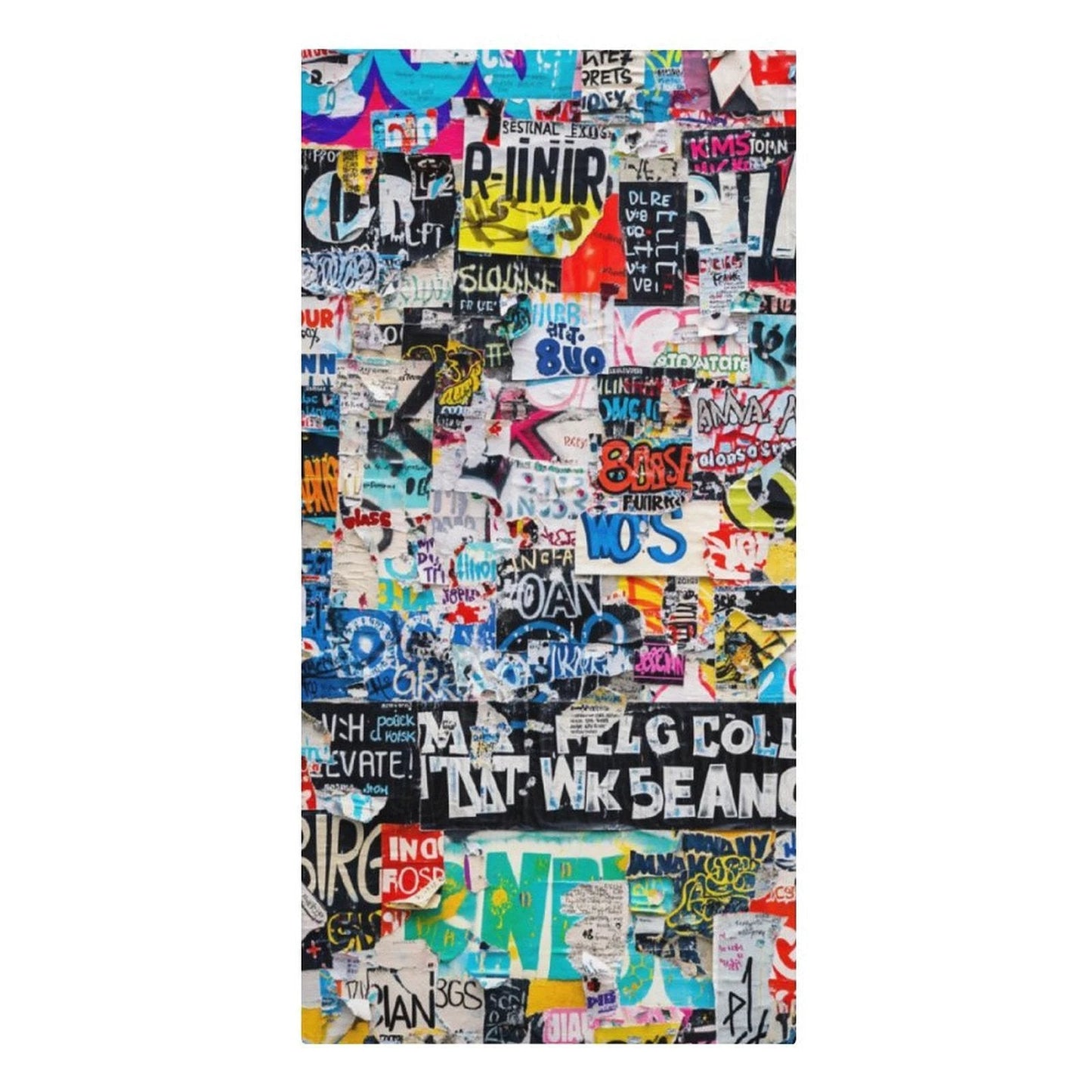 StreetsmART Sticker Bomb AOP Microfiber Beach Towel | 61"×30" Oversized Quick-Dry Festival Pool Towel — Urban Collage Maximalist Sublimation Print