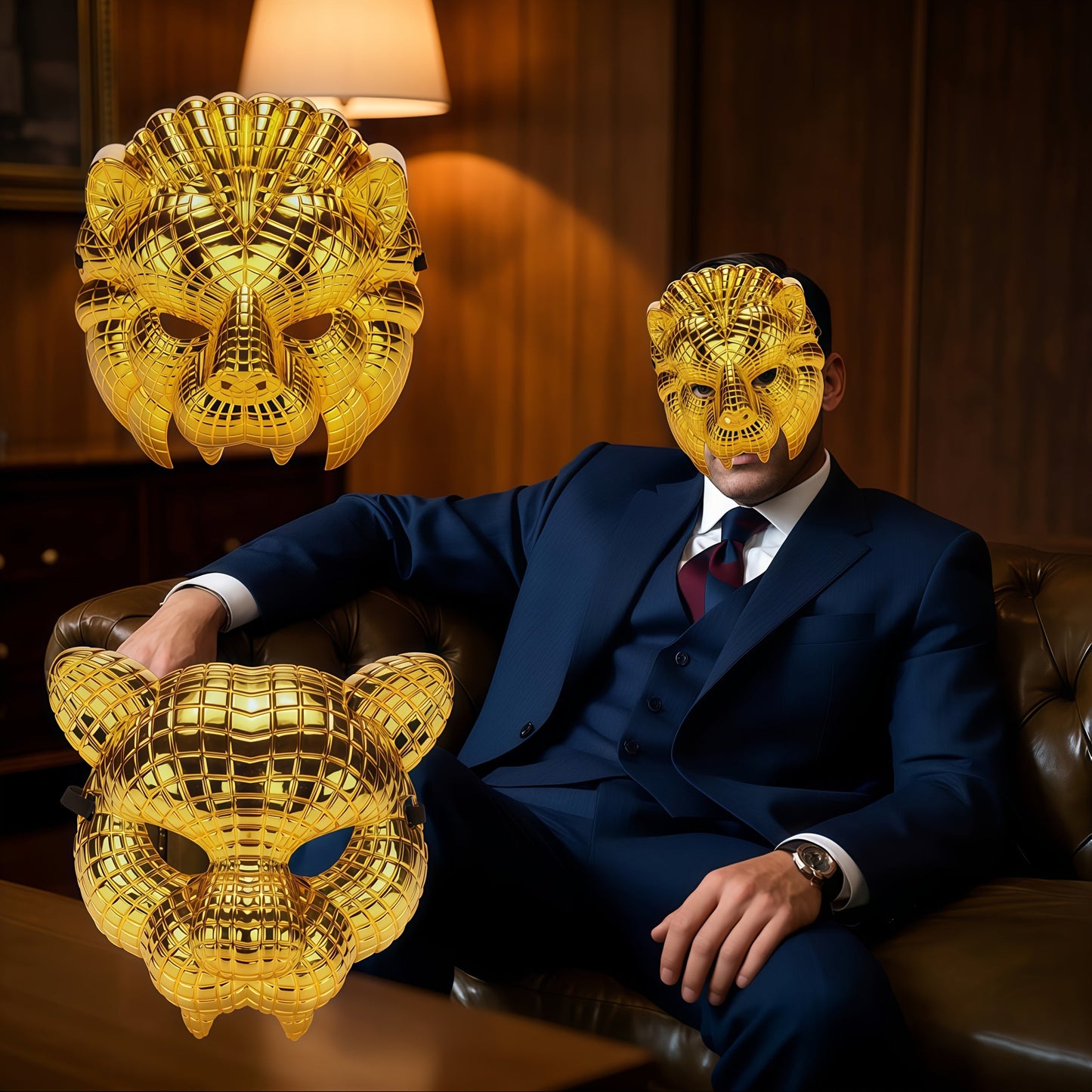 Golden PVC Mask, Fashionable & Breathable for Events TJR7D4X