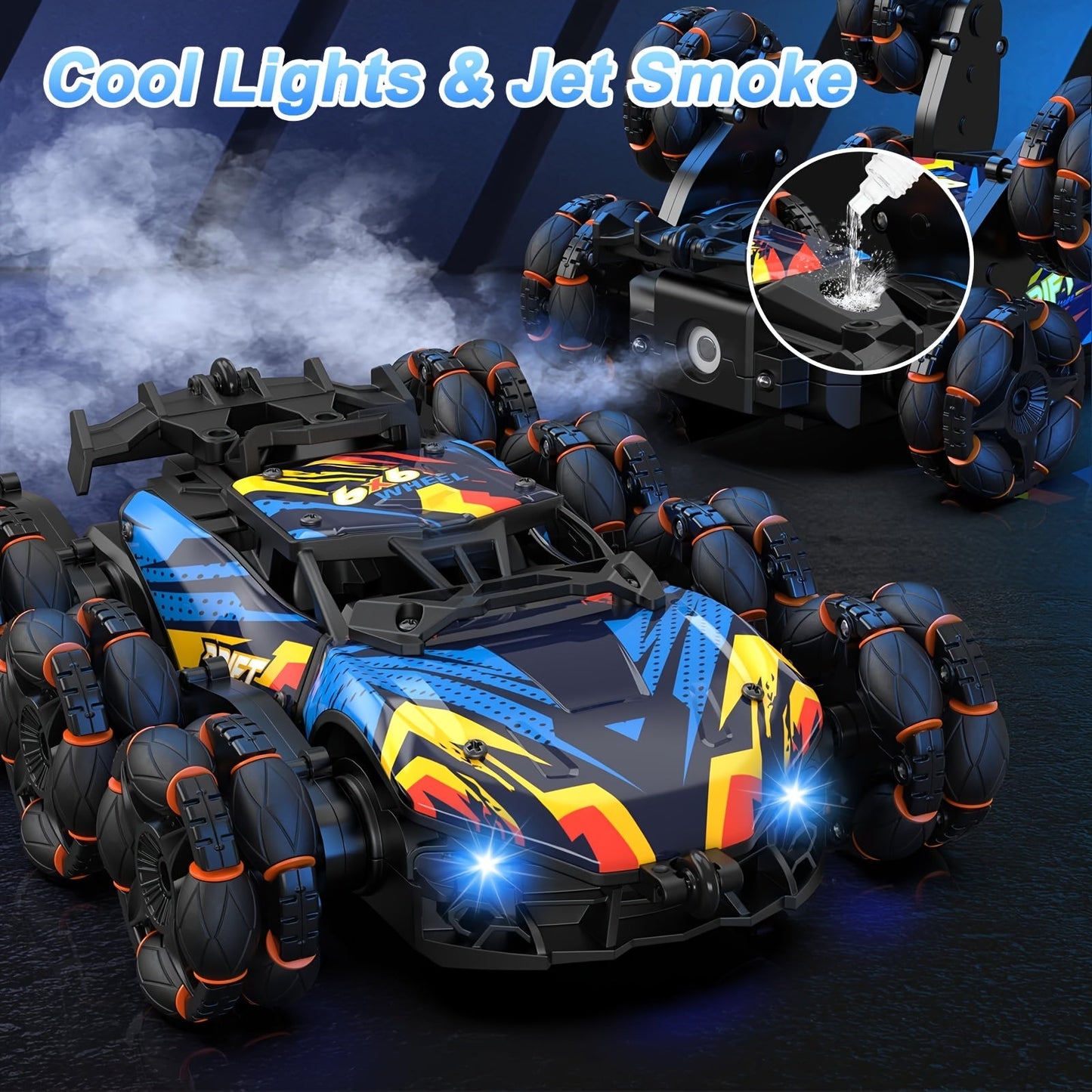 MESIONDY 2.4GHz RC Stunt Car with Music & Lights TJR7F3D