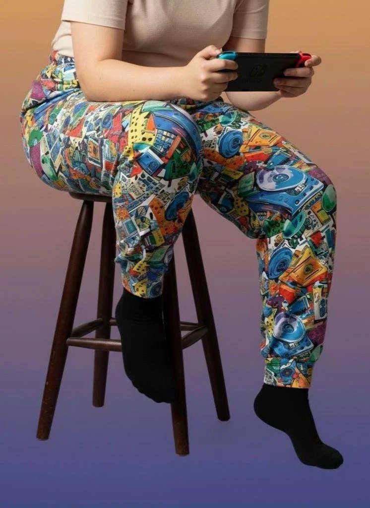 Nostalgia-Core Pajama Pants for 90s Music Lovers — Mixtape AOP Lounge Bottoms, Retro Cassette Print Sleepwear, Vintage Vibes Loungewear