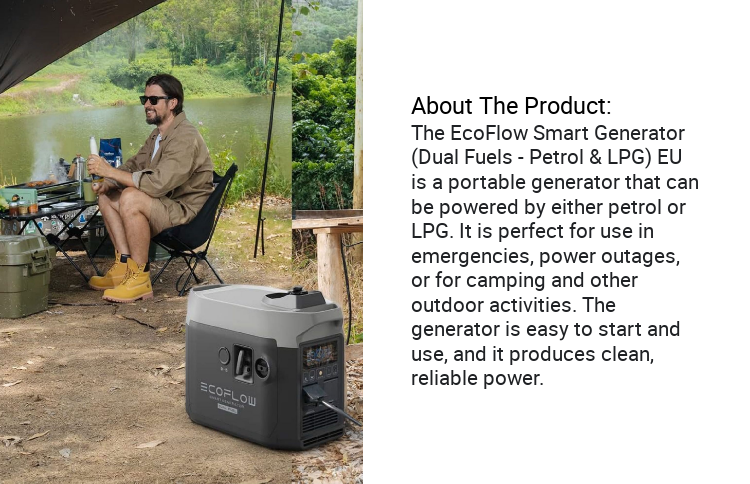EcoFlow Dual Fuel Smart Generator Portable Lightweight Multifunctional Large Capacity 220V Either LPG Or Gasoline Emergency Generator Backup Eco Flow