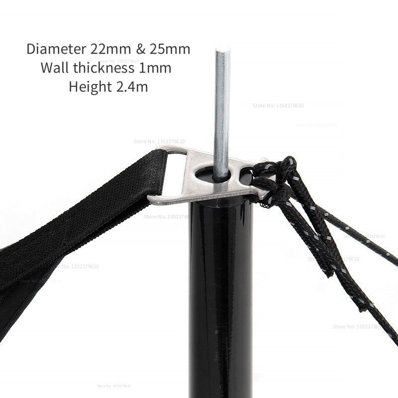 BLACKDOG Canopy 4-Section Tarp Pole Rod 2.4m Length 22mm 25mm Diameter Steel Iron Heavy Duty Outdoor Camping Portable Awning Tarp Tent Pole
