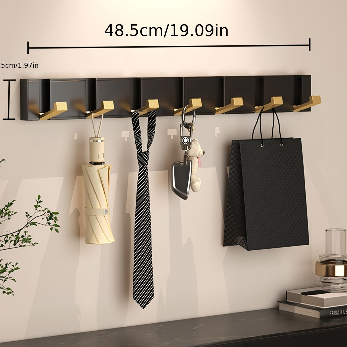 MRSINE HeavyDuty Foldable Wall Hook  Black  Gold-WCDN